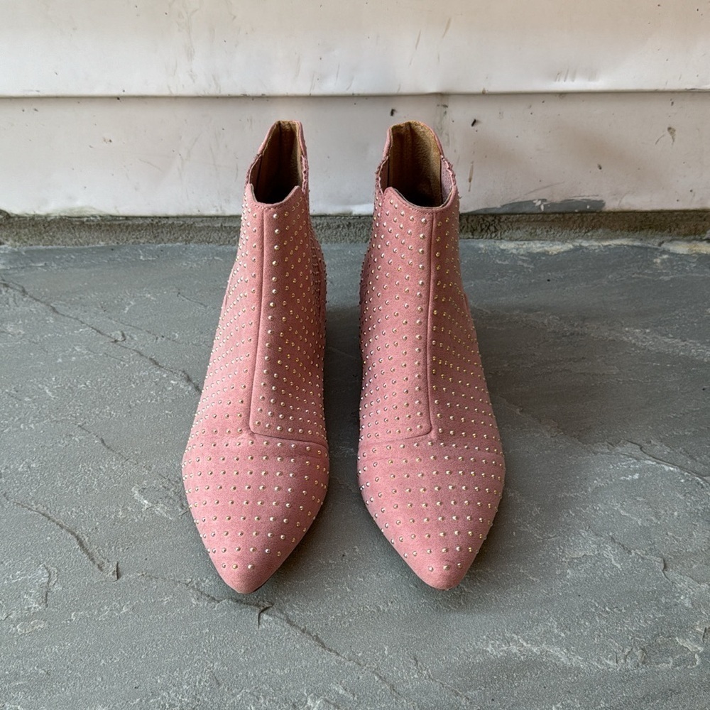 Topshop Pink Studded Pointed-Toe Ankle Boots